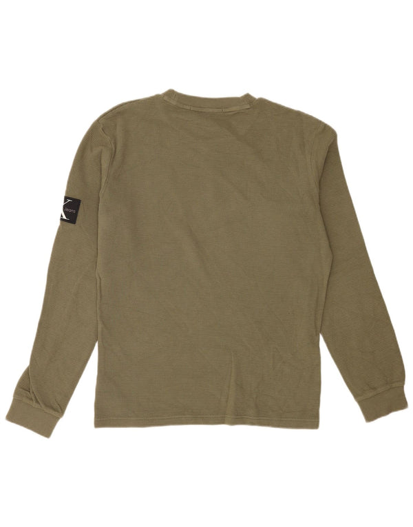 Calvin Klein Jeans Mens Graphic Top Long Sleeve Medium Khaki Cotton