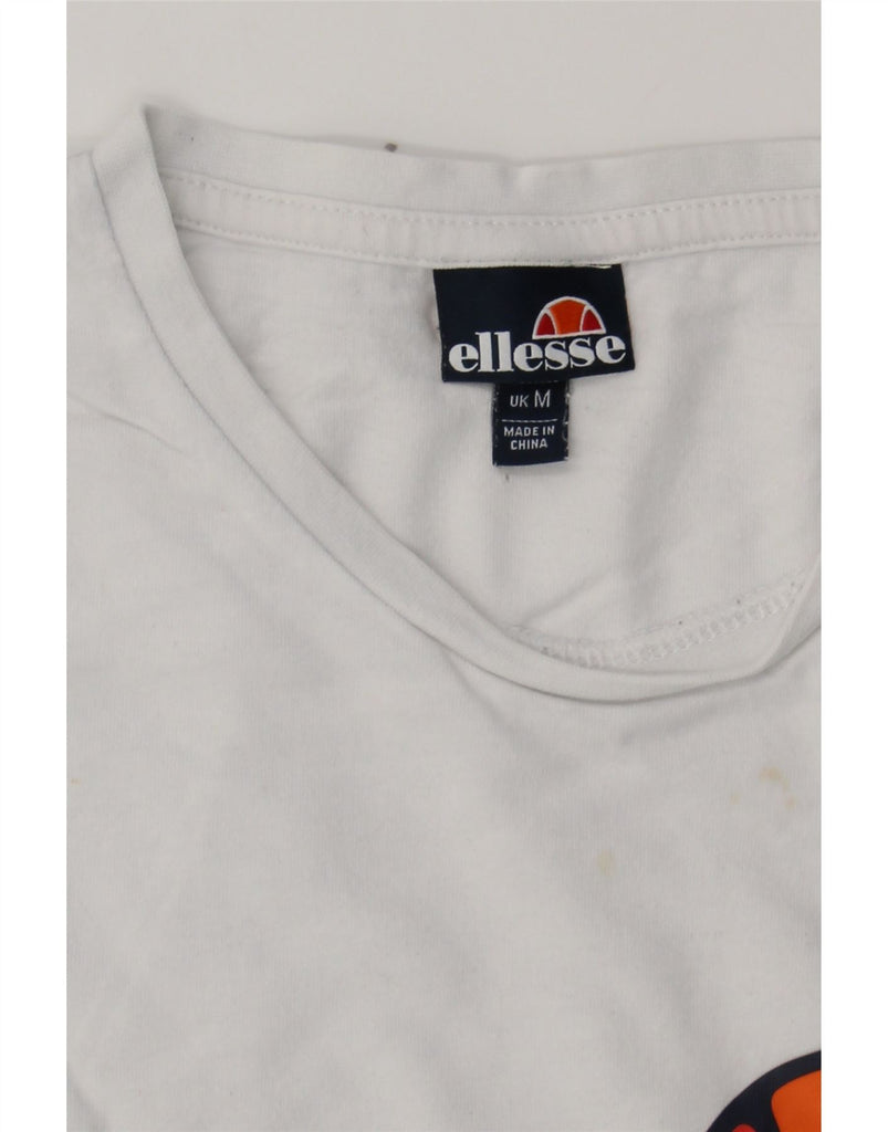 ELLESSE Mens Graphic T-Shirt Top Medium White Cotton Vintage Ellesse and Second-Hand Ellesse from Messina Hembry 