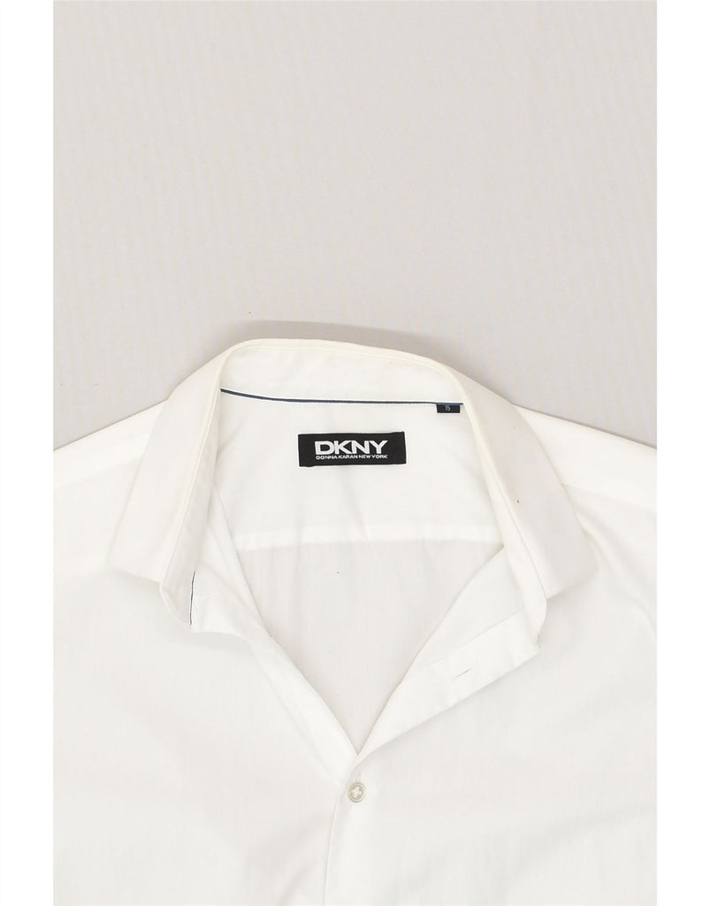 DKNY Mens Shirt Size 15 Medium White Cotton | Vintage Dkny | Thrift | Second-Hand Dkny | Used Clothing | Messina Hembry 