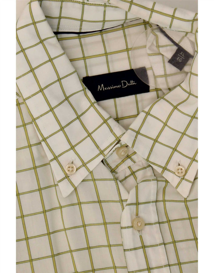 Massimo Dutti Mens Shirt XL White Check