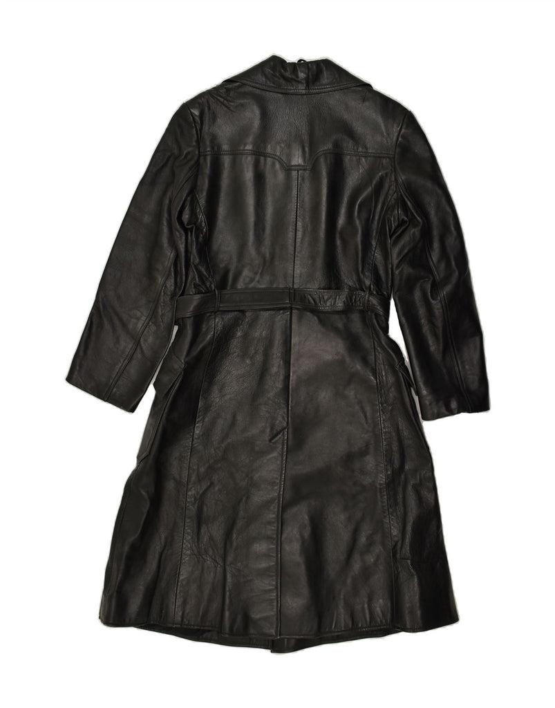 VINTAGE Womens Leather Coat UK 12 Medium Black | Vintage Vintage | Thrift | Second-Hand Vintage | Used Clothing | Messina Hembry 