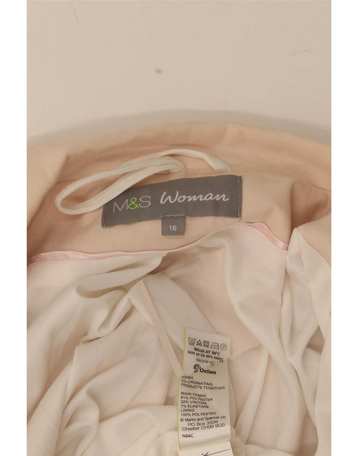 Marks & Spencer Womens 3/4 Sleeve 1 Button Blazer Jacket UK 16 Large Pink