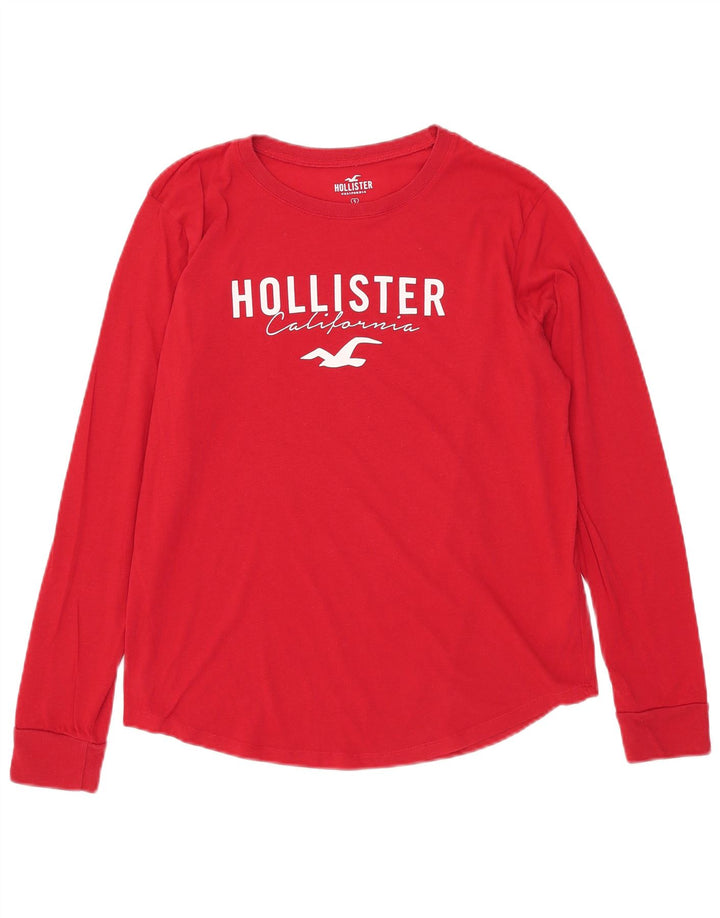 Hollister Mens Graphic Top Long Sleeve Small Red Cotton