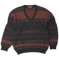 Il Granchio Mens V-Neck Jumper Sweater Large Grey Fair Isle