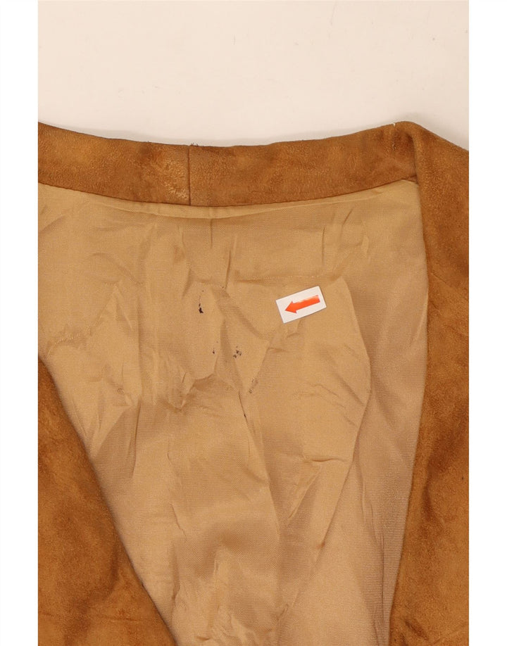 VINTAGE Womens Suede Jacket IT 46 Large Beige Leather