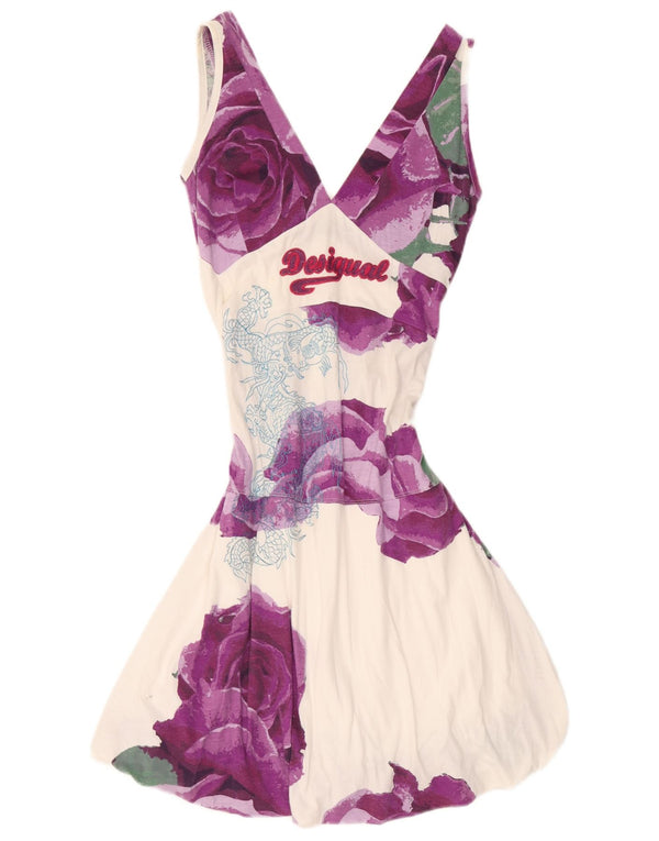 Desigual Womens Graphic Sleeveless Bubble Dress UK 12 Medium White Floral