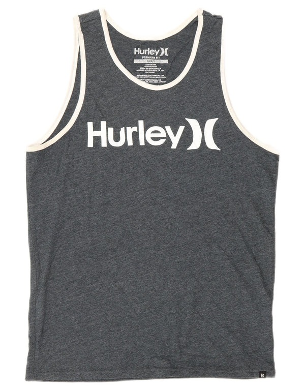 HURLEY Mens Premium Fit Graphic Vest Top Small Grey Flecked Cotton