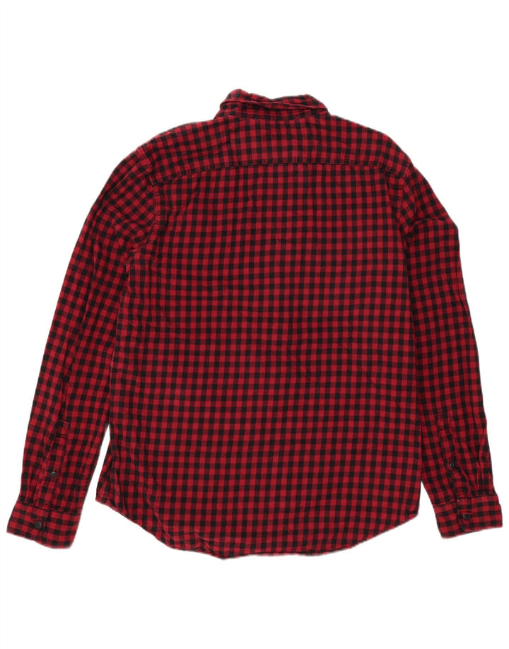 EDDIE BAUER Mens Tall Flannel Shirt Large Red Gingham Cotton