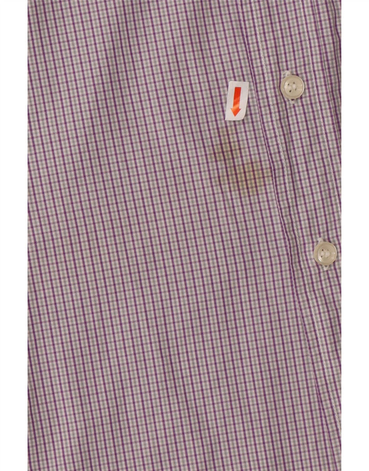 BENETTON Mens Short Sleeve Shirt XL Purple Check Cotton Vintage Benetton and Second-Hand Benetton from Messina Hembry 