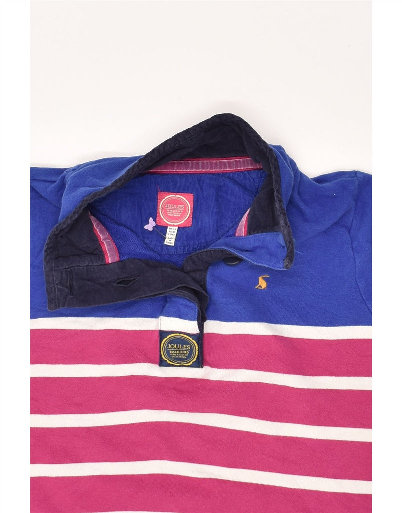 JOULES Womens Button Neck Sweatshirt Jumper UK 12 Medium Pink Striped | Vintage Joules | Thrift | Second-Hand Joules | Used Clothing | Messina Hembry 