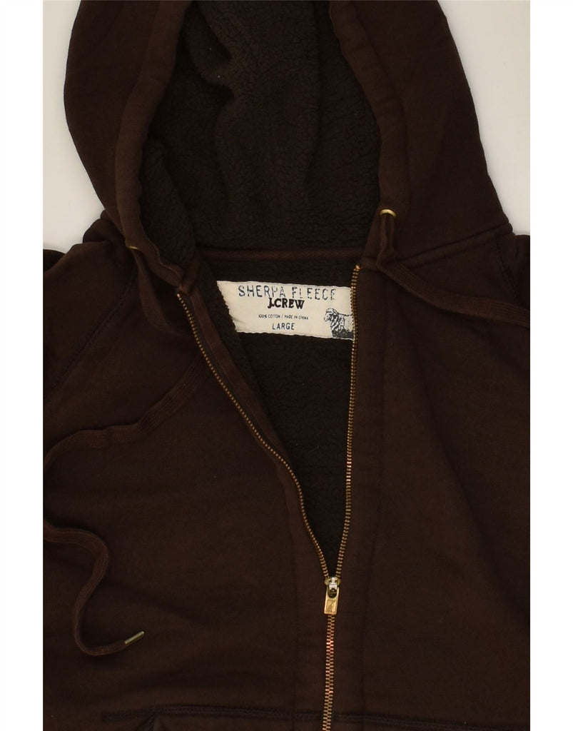 J. CREW Womens Zip Hoodie Sweater UK 16 Large Brown Cotton | Vintage J. Crew | Thrift | Second-Hand J. Crew | Used Clothing | Messina Hembry 