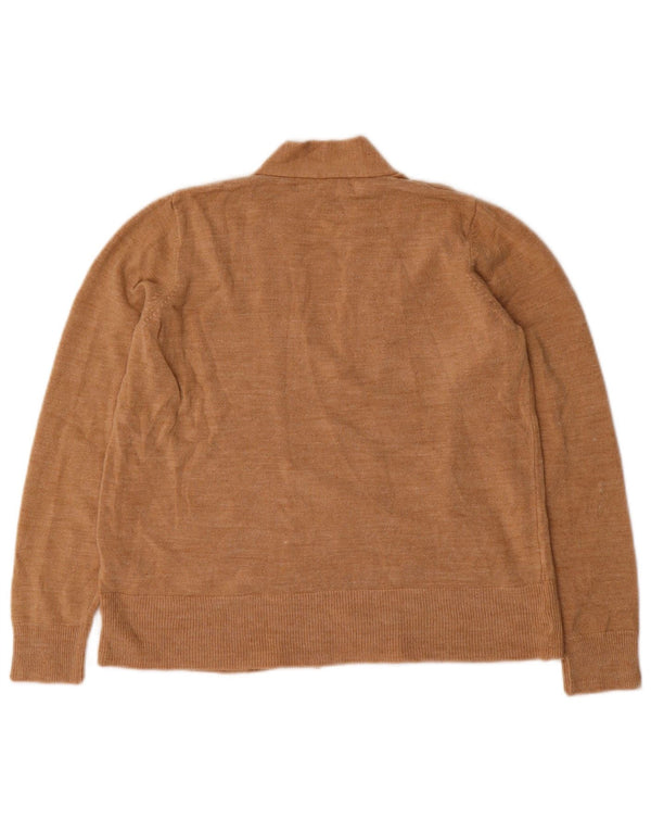 Marks & Spencer Womens Open Cardigan Sweater UK 12 Medium Beige Acrylic