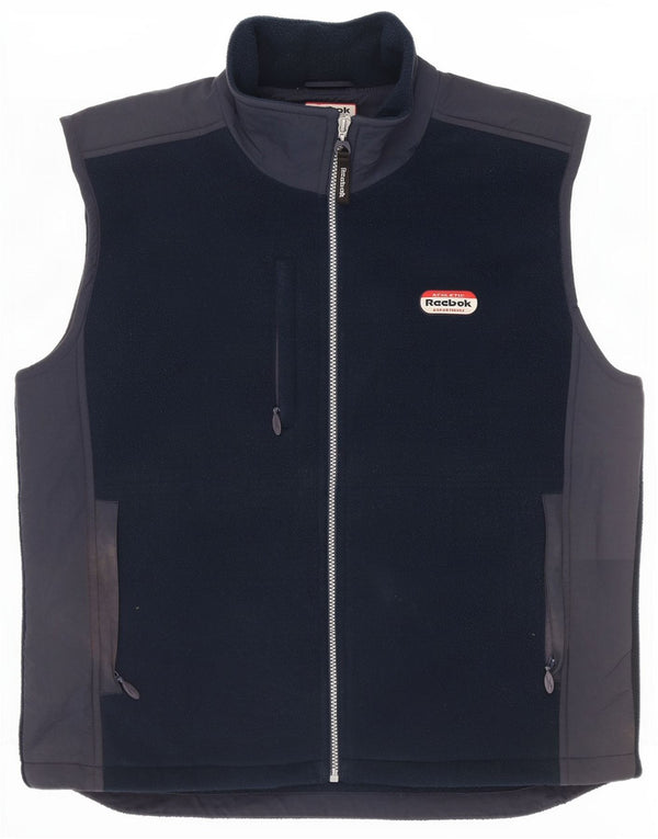 Reebok Womens Fleece Gilet UK 42 XL Navy Blue Colourblock Polyester