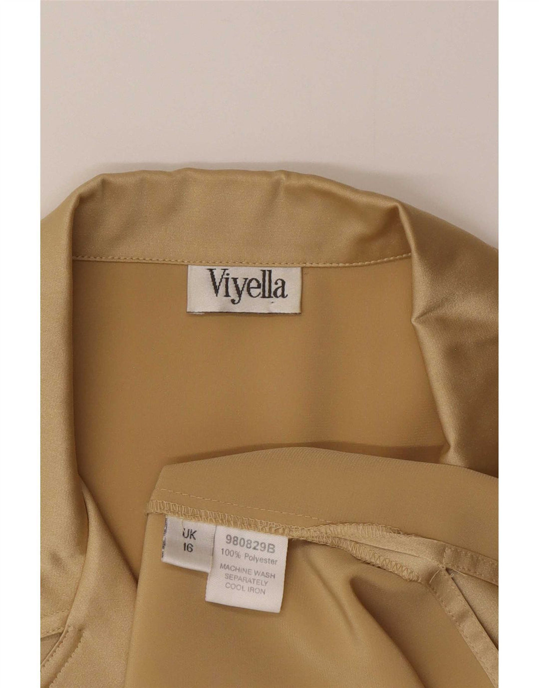 Viyella Womens Shirt Blouse UK 16 Large Gold Polyester