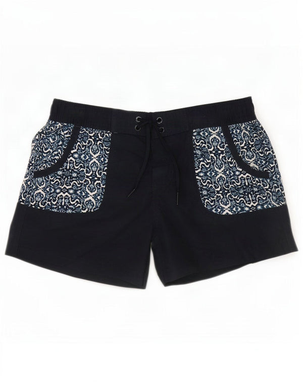 Fat Face Womens Swimming Shorts UK 10 Small Black Geometric Polyester