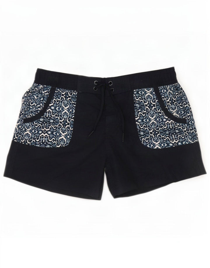 Fat Face Womens Swimming Shorts UK 10 Small Black Geometric Polyester