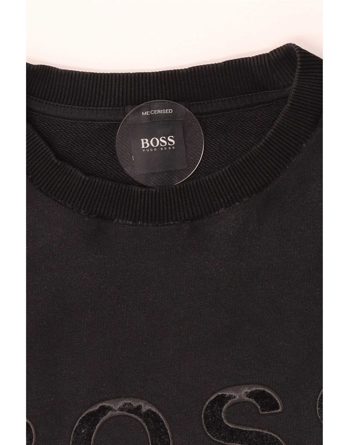 Hugo Boss Mens Graphic Regular Fit Sweatshirt Jumper Large Black Cotton