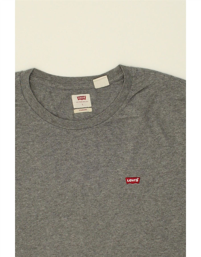 LEVI'S Mens Standard Standard Fit T-Shirt Top Large Grey Cotton Vintage Levi's and Second-Hand Levi's from Messina Hembry 