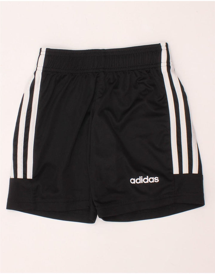 ADIDAS Boys Climalite Sport Shorts 7-8 Years Black Polyester