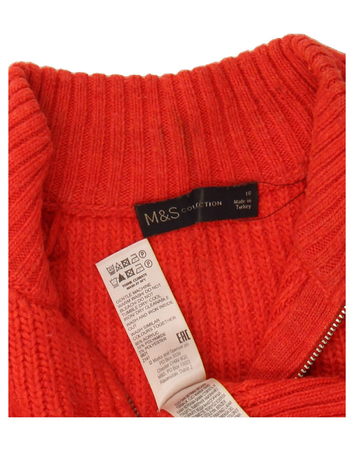 MARKS & SPENCER Womens Oversized Zip Neck Jumper Sweater UK 10 Small Red Vintage Marks & Spencer and Second-Hand Marks & Spencer from Messina Hembry 