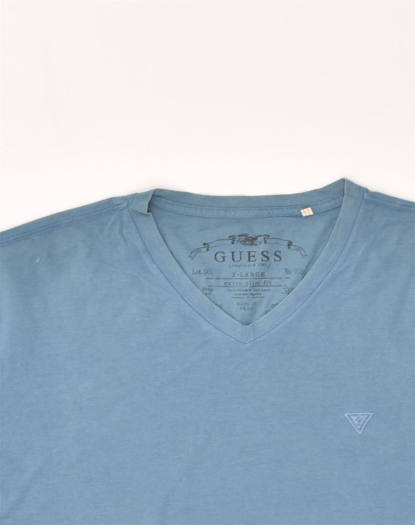 GUESS Mens Slim Fit T-Shirt Top XL Blue Cotton | Vintage Guess | Thrift | Second-Hand Guess | Used Clothing | Messina Hembry 