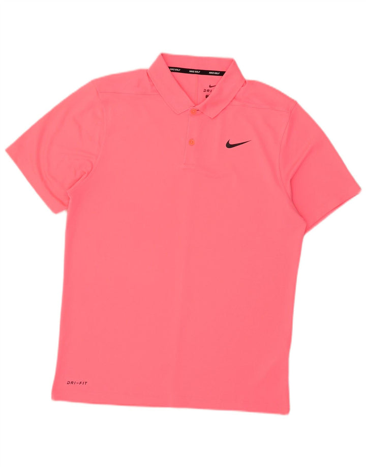 Nike Mens Dri Fit Polo Shirt Small Pink Polyester