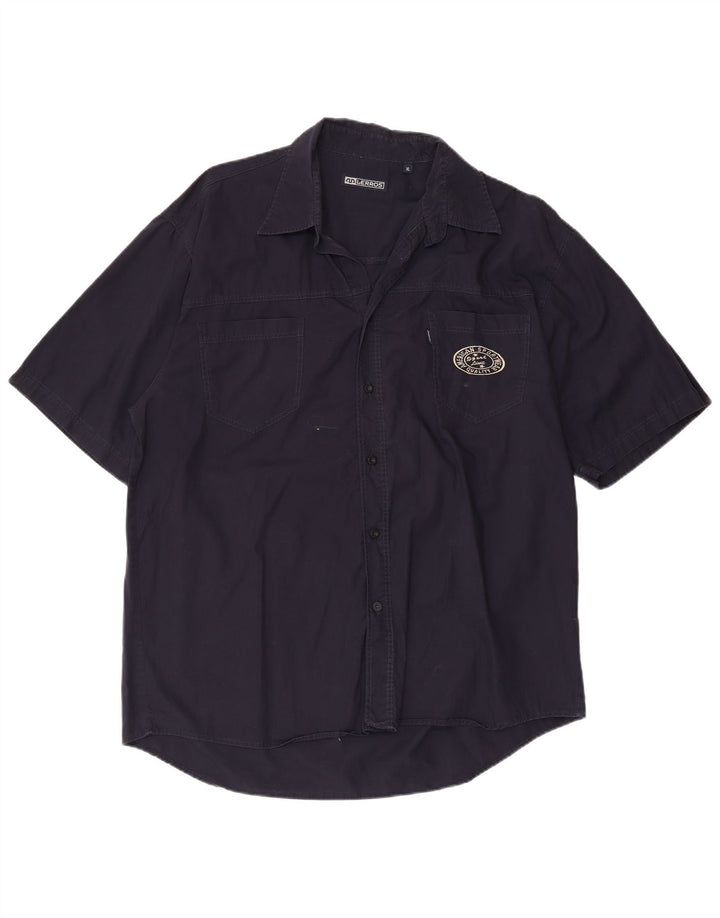 Lerros Mens Short Sleeve Shirt XL Navy Blue Cotton
