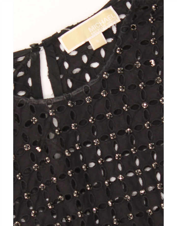 Michael Kors Womens Crop Blouse Top UK 10 Small Black