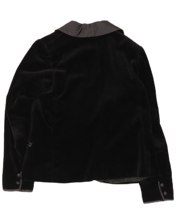 Vintage Womens 1 Button Velvet Blazer Jacket UK 16 Large Black