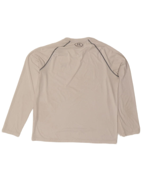 Under Armour Mens Heat Gear Top Long Sleeve Large White Polyester