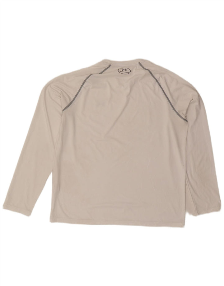 Under Armour Mens Heat Gear Top Long Sleeve Large White Polyester