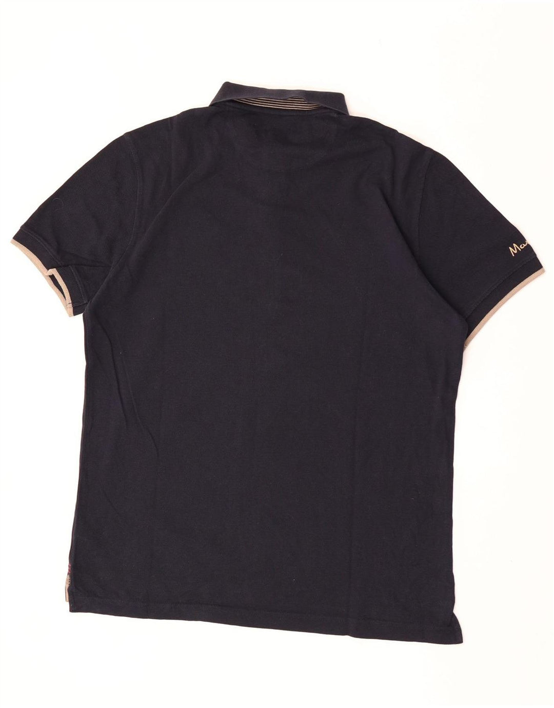 Massimo Dutti Mens Graphic Polo Shirt XL Navy Blue Cotton