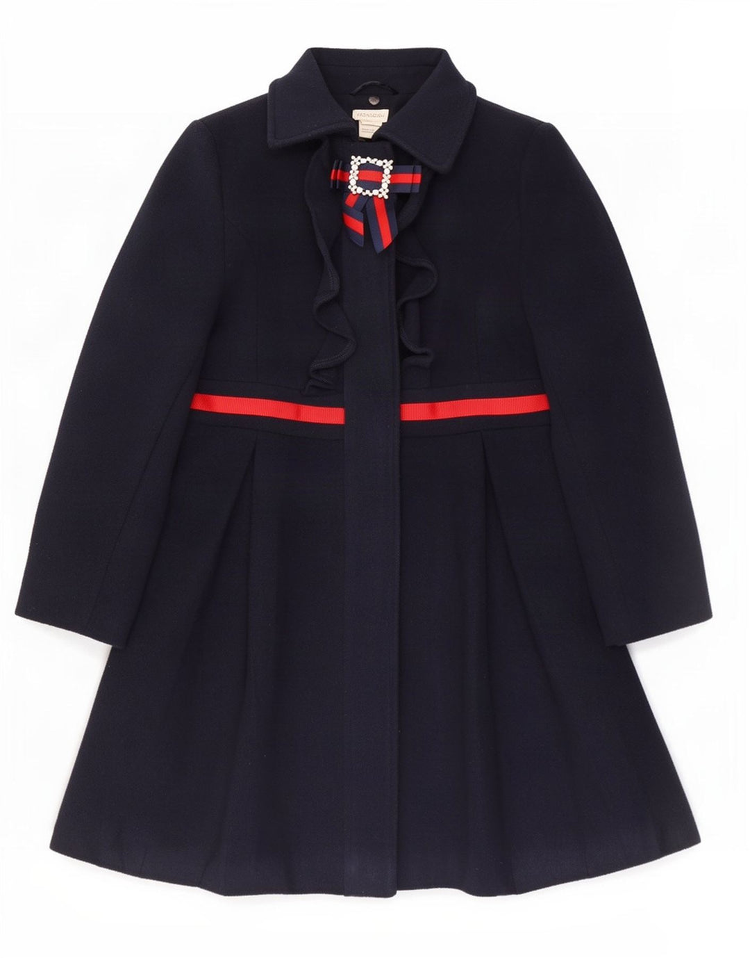 Monsoon Girls Overcoat 7-8 Years Navy Blue Colourblock Polyester