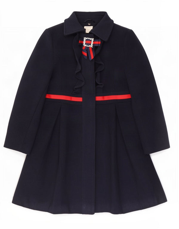 Monsoon Girls Overcoat 7-8 Years Navy Blue Colourblock Polyester