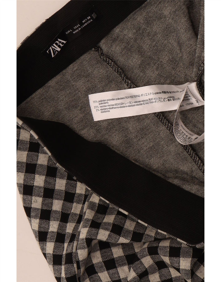Zara Womens Leggings Large W30 L29 Grey Gingham Polyester