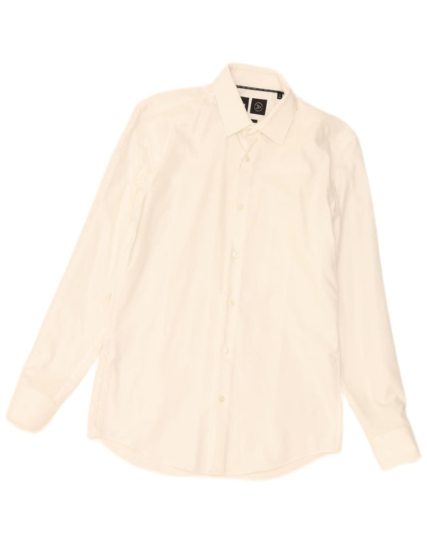 Hugo Boss Mens Slim Fit Shirt Size 14 1/2 37 Small White Cotton