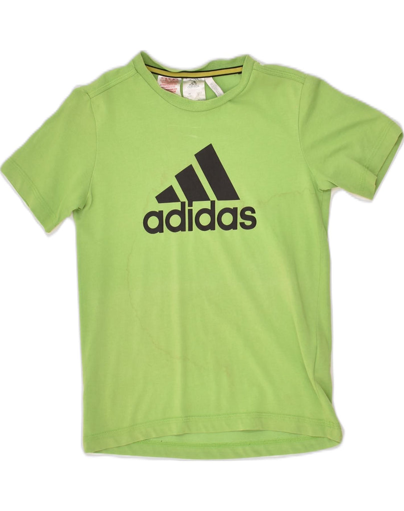 ADIDAS Boys Climalite Graphic T-Shirt Top 9-10 Years Green Cotton | Vintage Adidas | Thrift | Second-Hand Adidas | Used Clothing | Messina Hembry 