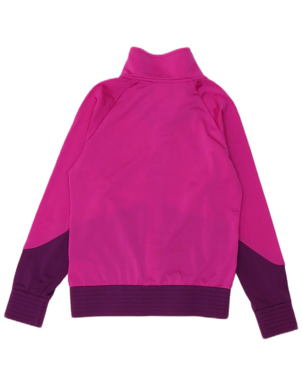 ADIDAS Girls Tracksuit Top Jacket 11-12 Years Pink Colourblock Polyester