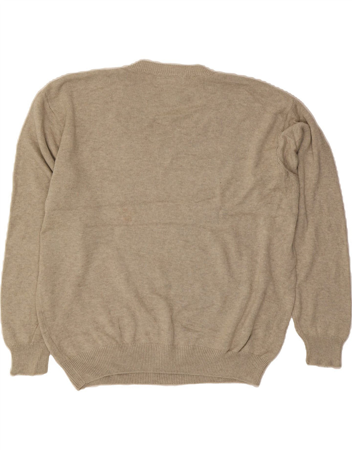 EDDIE BAUER Mens V-Neck Jumper Sweater Large Beige Cotton Vintage Eddie Bauer and Second-Hand Eddie Bauer from Messina Hembry 