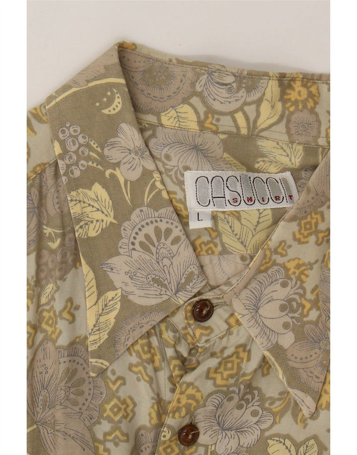 Casucci Mens Shirt Large Yellow Floral