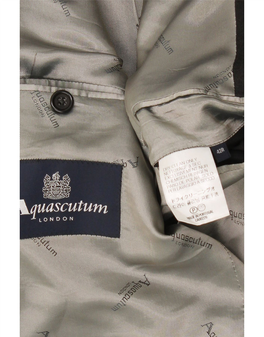 AQUASCUTUM Mens 2 Button Blazer Jacket IT 42 XL Grey Wool Vintage Aquascutum and Second-Hand Aquascutum from Messina Hembry 
