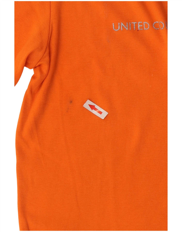 Benetton Womens Graphic T-Shirt Top UK 14 Medium Orange