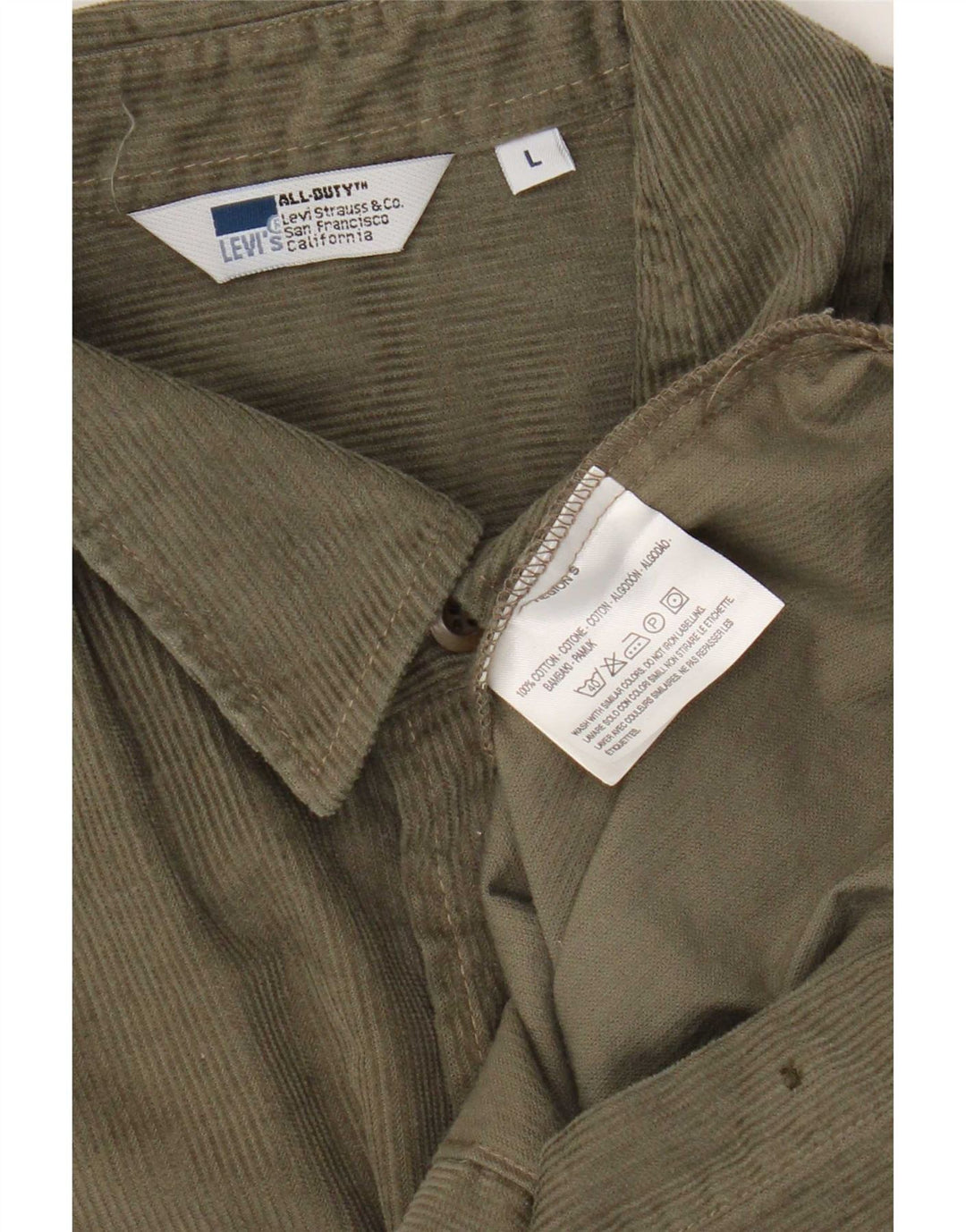 Levi's Mens Corduroy Shirt Large Khaki Cotton