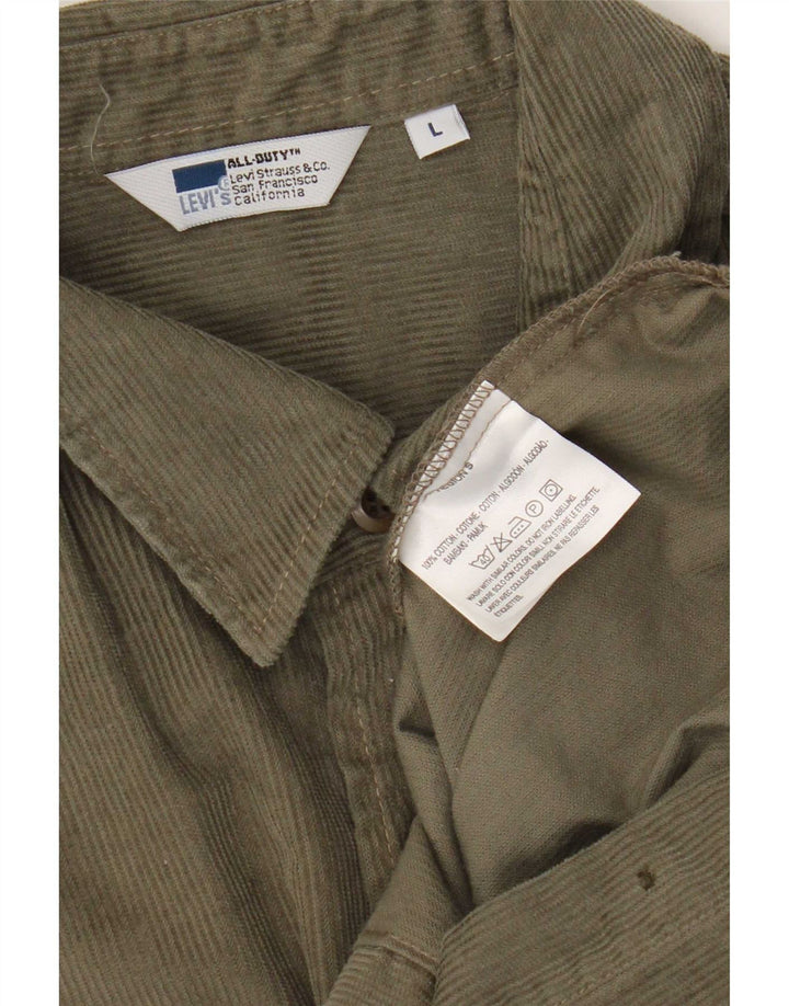 Levi's Mens Corduroy Shirt Large Khaki Cotton