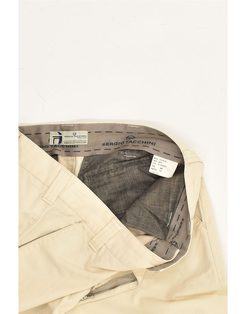 SERGIO TACCHINI Mens Straight Chino Trousers W32 L27  Beige Cotton | Vintage Sergio Tacchini | Thrift | Second-Hand Sergio Tacchini | Used Clothing | Messina Hembry 