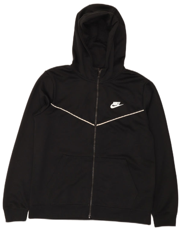 Nike Boys Zip Hoodie Sweater 13-14 Years XL Black Polyester