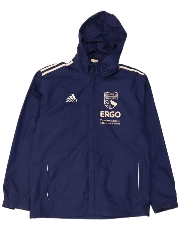 Adidas Mens Graphic Hooded Rain Jacket UK 44/46 Large Navy Blue Polyamide