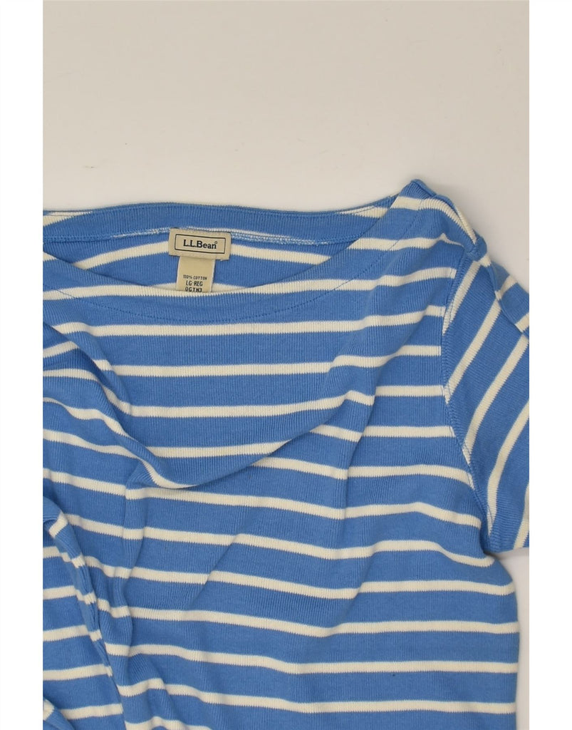 L.L.BEAN Womens Top 3/4 Sleeve UK 14 Large Blue Striped Cotton | Vintage L.L.Bean | Thrift | Second-Hand L.L.Bean | Used Clothing | Messina Hembry 