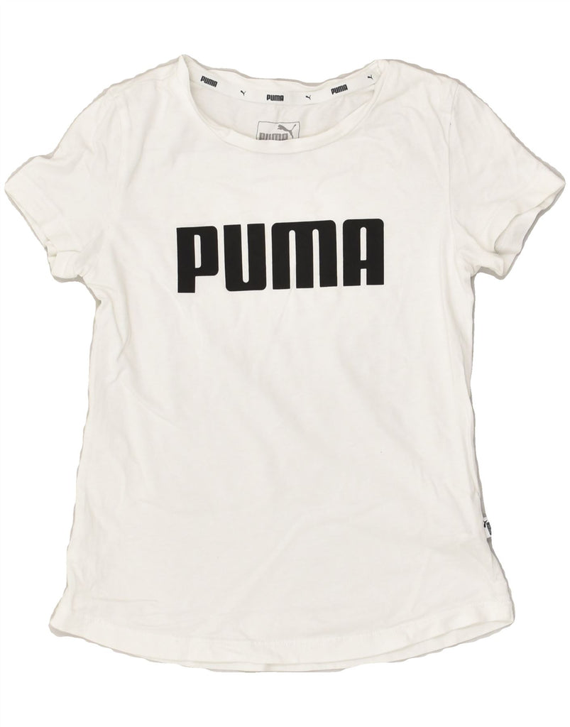 PUMA Girls Graphic T-Shirt Top 9-10 Years White Cotton | Vintage Puma | Thrift | Second-Hand Puma | Used Clothing | Messina Hembry 