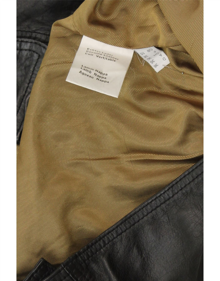 Vintage Womens Biker Belted Leather Jacket UK 10 Small Black Leather